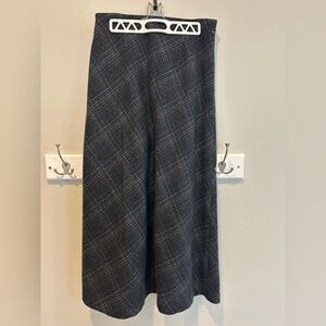 Chadwick's of Boston Wool Maxi Skirt Plaid Gray Dark Academia Fall Women 10